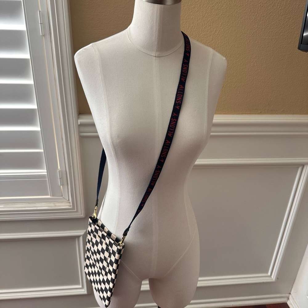 Clare V canvas checkered pouch